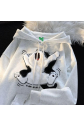 3 iplik şardonlu oversize peluş baskılı sweat beyaz