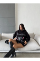3 iplik şardonlu oversize true baskılı sweat siyah