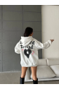 3 iplik şardonlu oversize compact true baskılı sweat beyaz