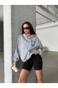 3 iplik şardonlu oversize compact kafa baskılı sweat gri