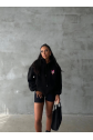 3 iplik şardonlu oversize compact ördek baskılı sweat siyah