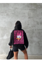 3 iplik şardonlu oversize compact ördek baskılı sweat siyah