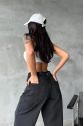 Arkadan tokalı jeans pantolon siyah