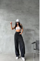 Arkadan tokalı jeans pantolon siyah