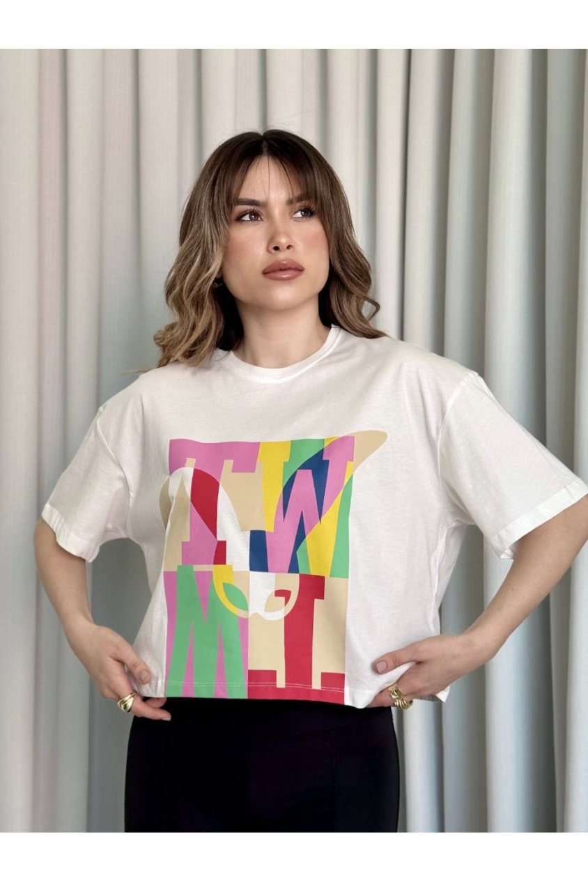 Baskılı crop tişört