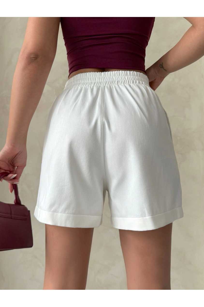 Beli lastikli çift çıtlı şort