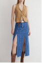 Çift yırtmaçlı jean etek s140