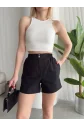 Çıtçıtlı gabardin şort