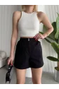 Çıtçıtlı gabardin şort