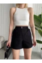 Çıtçıtlı gabardin şort