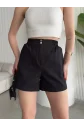 Çıtçıtlı gabardin şort