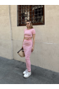 Çizgili etekli takım pembe s3609