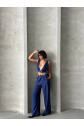 Crop pantolon keten takım s255012