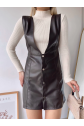 Deri jile elbise kahve w24796