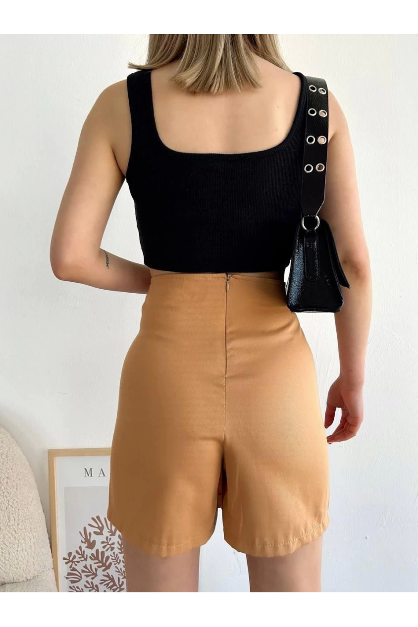 Dört çıtçıtlı gabardin şort etek s249001