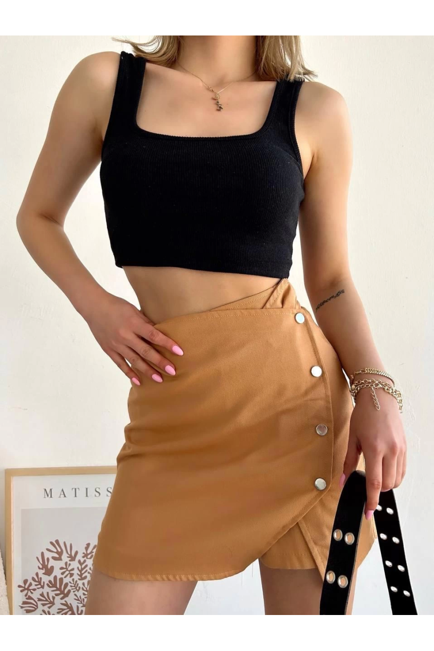 Dört çıtçıtlı gabardin şort etek s249001
