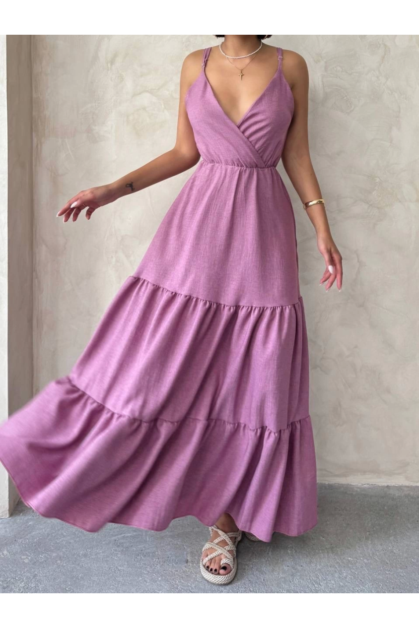 Fırfırlı katlı elbise s255049