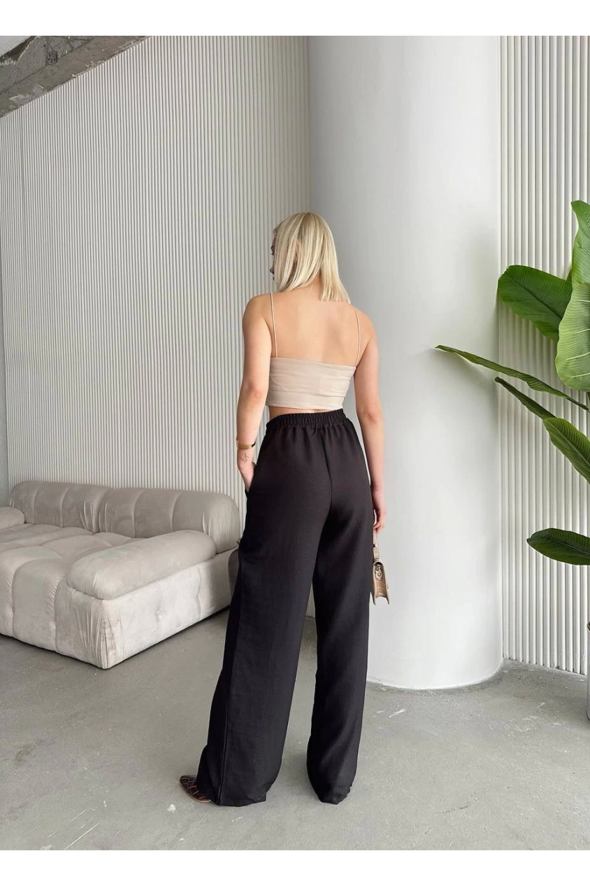 Flamlı kahve pantolon