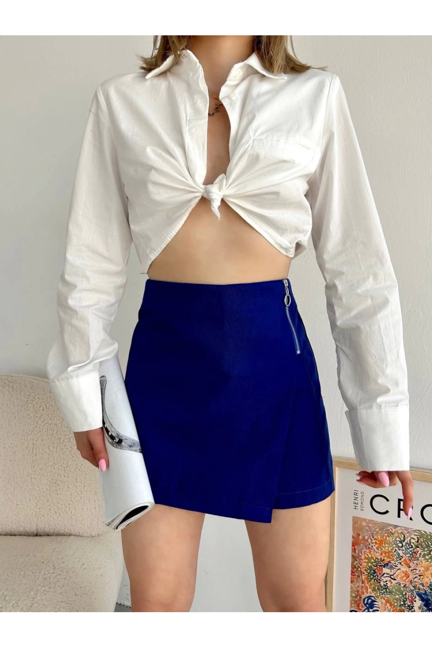 Gabardin fermuarlı şort etek s24906