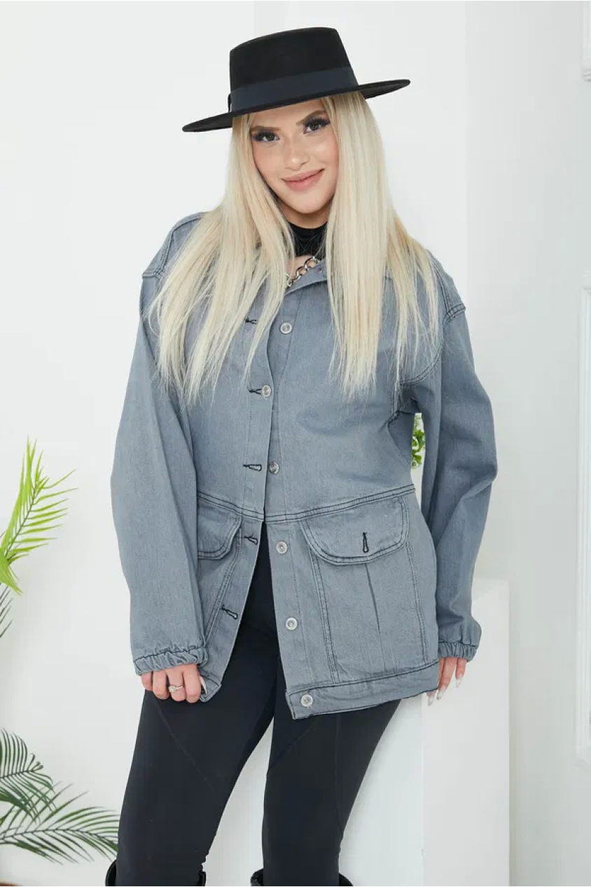 Kadın oversize körüklü cep kot