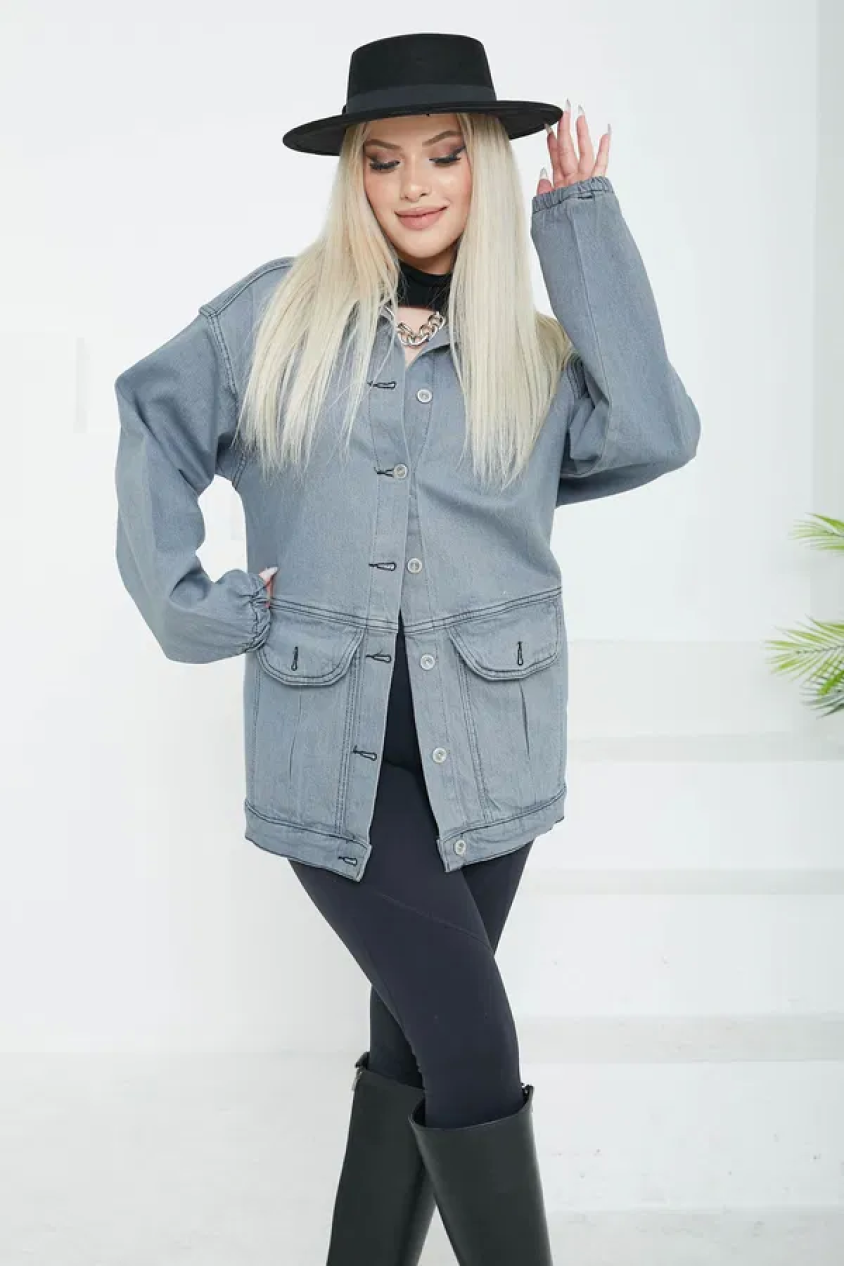 Kadın oversize körüklü cep kot