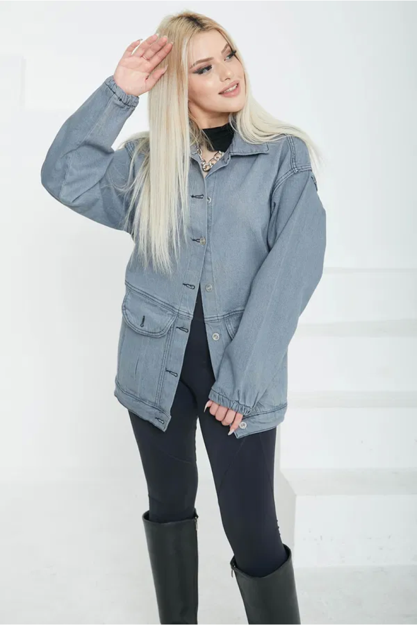 Kadın oversize körüklü cep kot