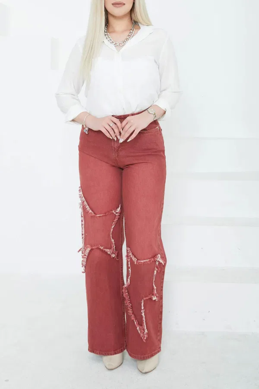 Kadın yüksel bel püskül detaylı palazzo jean kot pantolon Kadın yüksel bel püskül detaylı palazzo jean kot pantolon