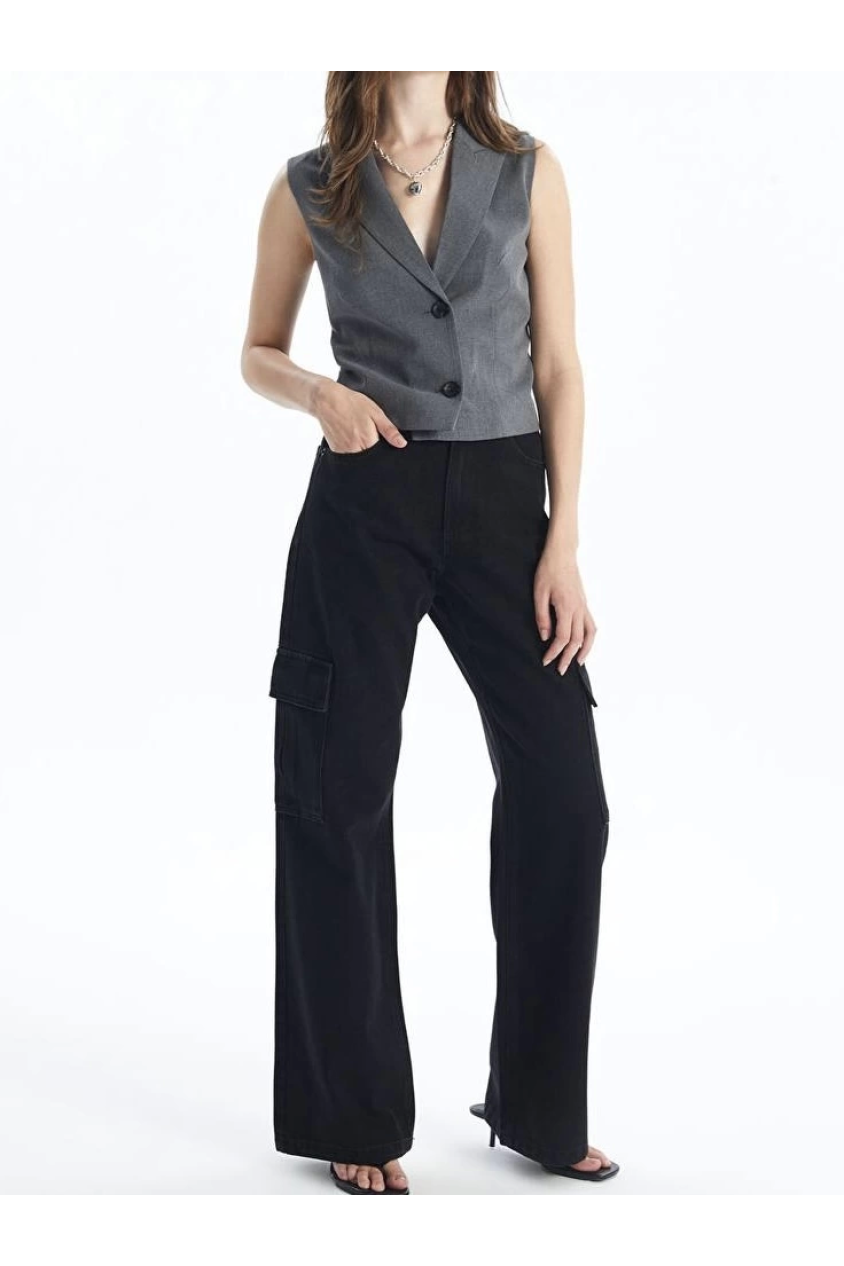Kargo cep jeans pantolon siyah