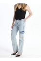 Kargo cep kar yıkama jeans pantolon