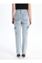 Kargo cep kar yıkama jeans pantolon