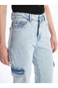 Kargo cep kar yıkama jeans pantolon