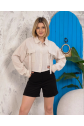 Kemer cepli keten crop gömlek krem s255350