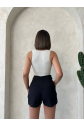 Kemer detaylı gabardin şort siyah s25289