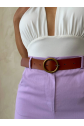 Kemerli gabardin şort lila s25735