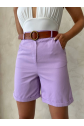 Kemerli gabardin şort lila s25735
