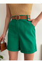 Kemerli gabardin şort yeşil s25735