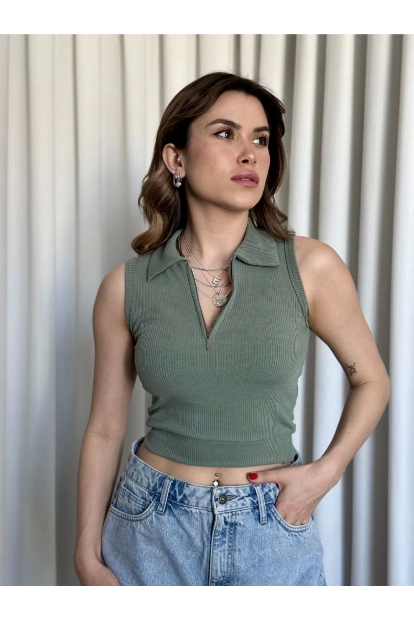 Kısa fermuarlı crop