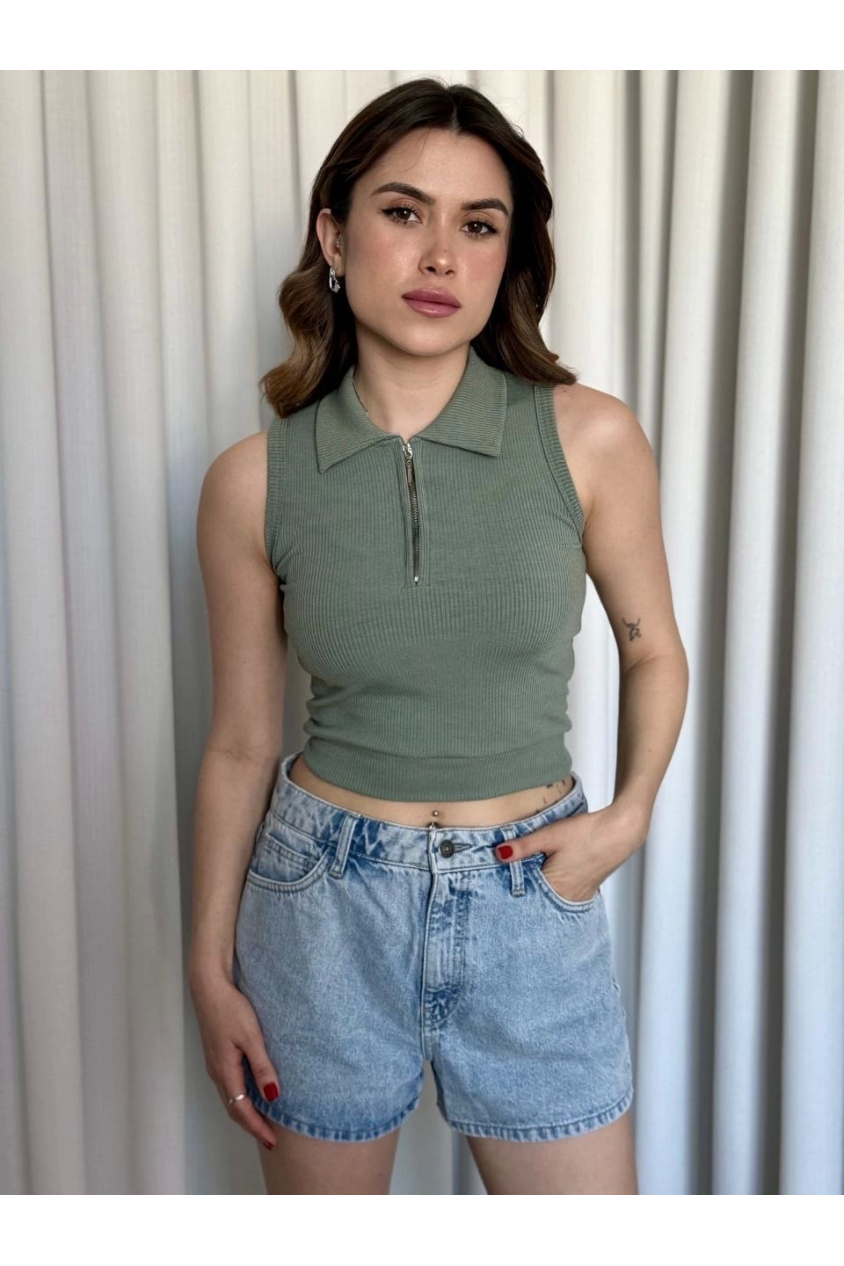 Kısa fermuarlı crop
