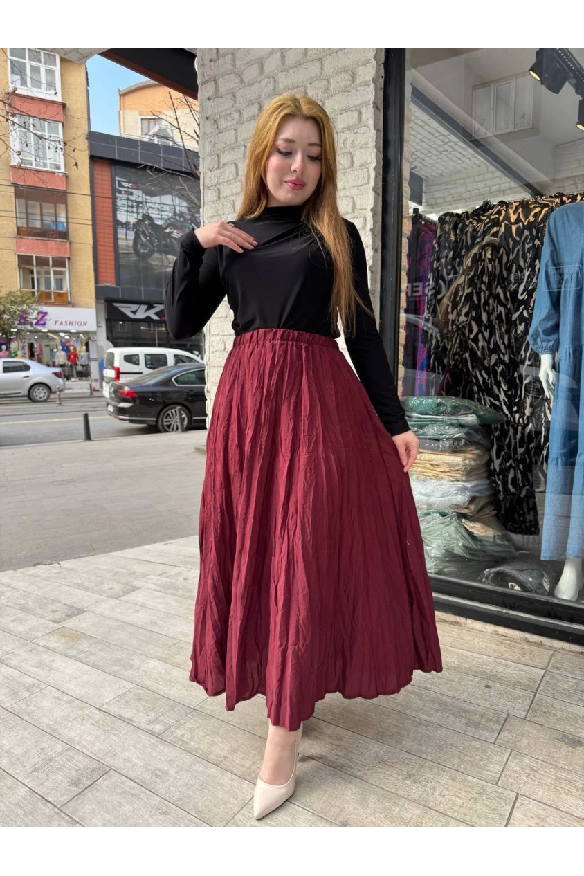 Kraş etek bordo