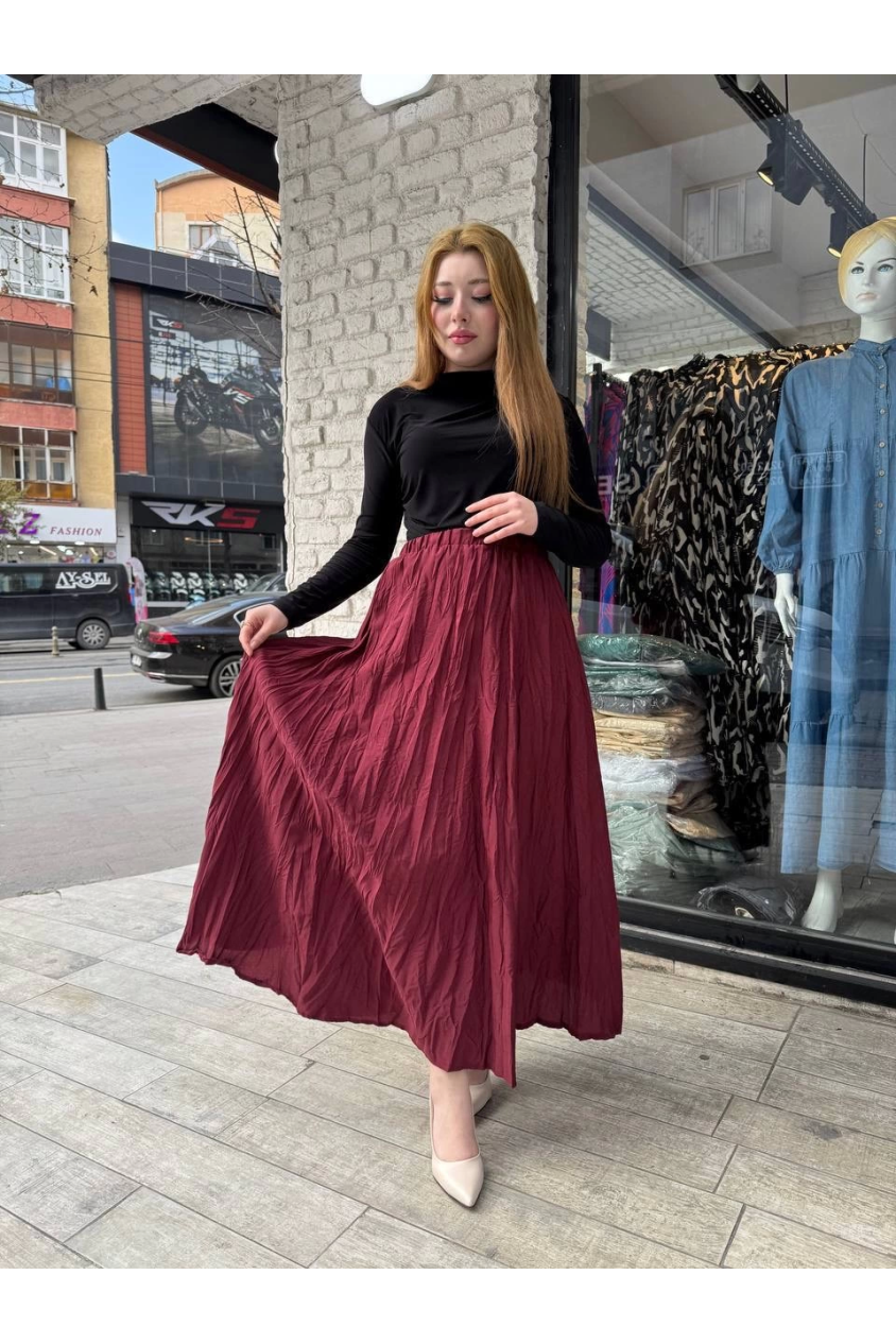 Kraş etek bordo