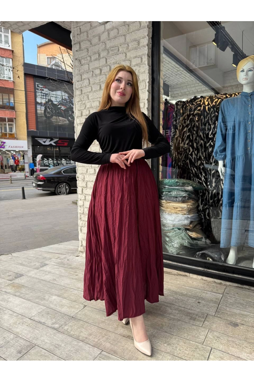 Kraş etek bordo