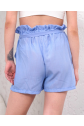 Kuşaklı keten şort mavi s255265