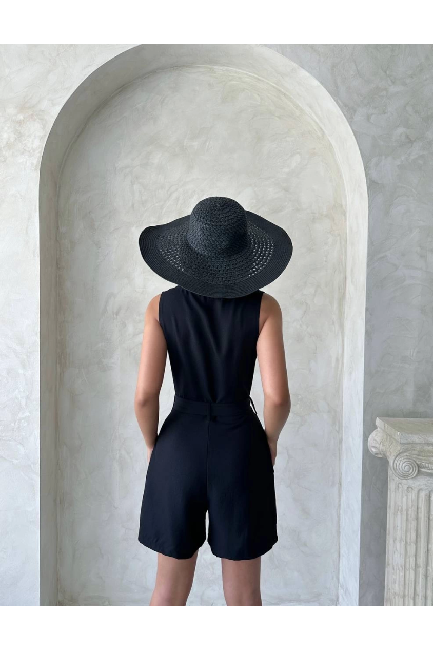 Kuşaklı şortlu tulum