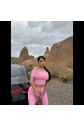Madonna yaka bol paça pantolonlu takım