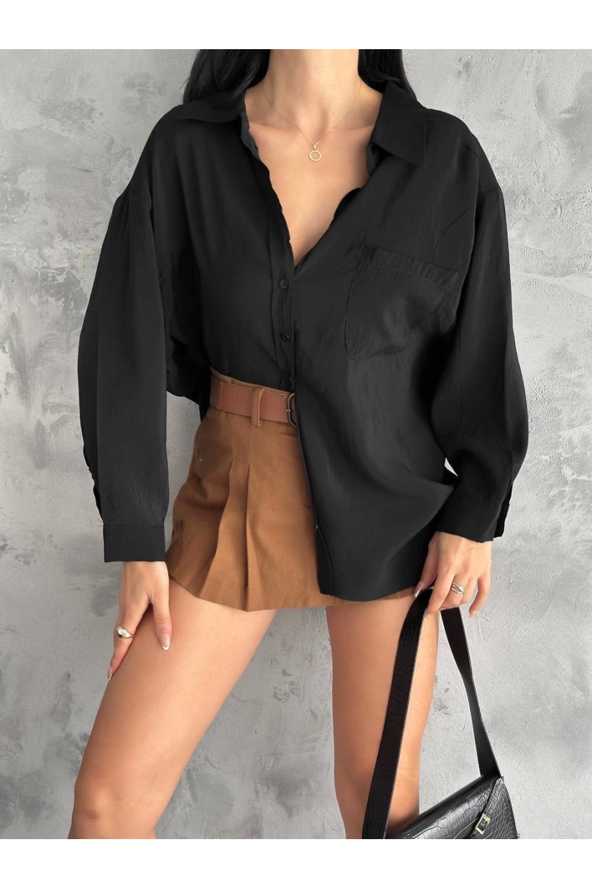 Modal oversize cepli gömlek