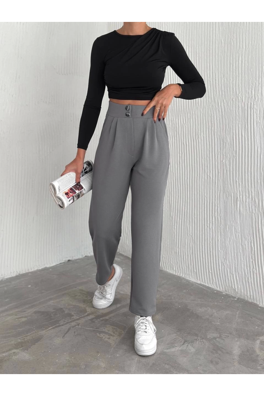 Örme krep pantolon çift düğmeli Örme krep pantolon çift düğmeli