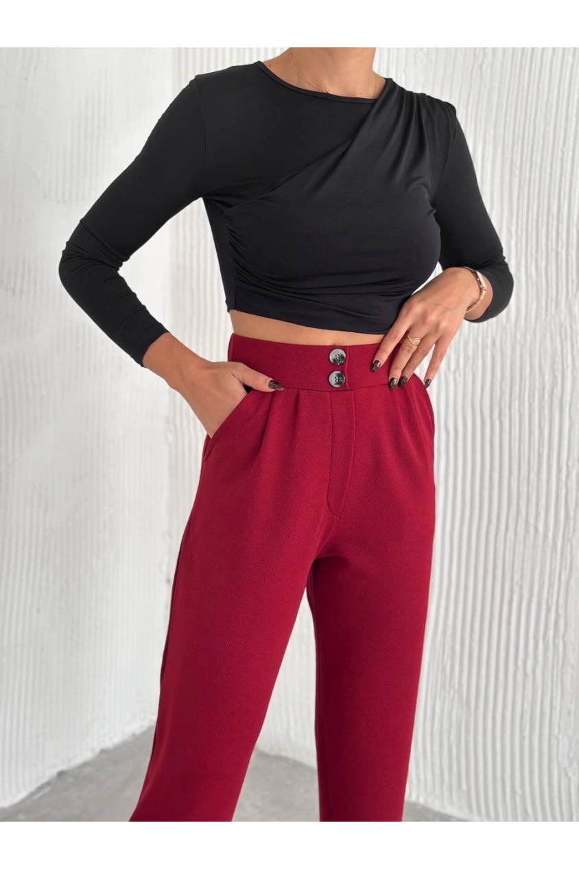 Örme krep pantolon çift düğmeli Örme krep pantolon çift düğmeli