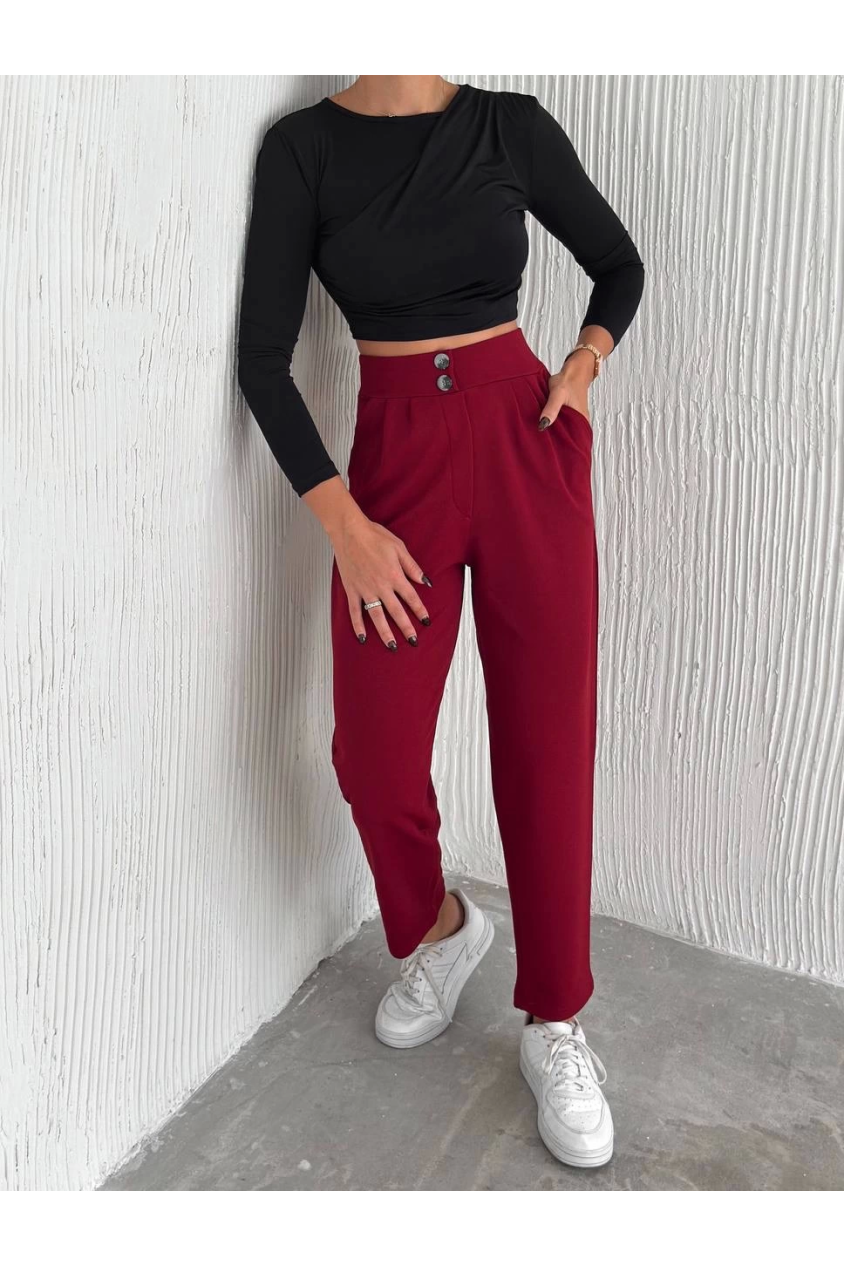 Örme krep pantolon çift düğmeli Örme krep pantolon çift düğmeli