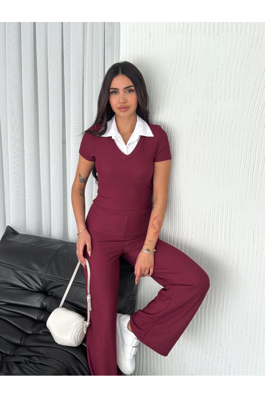 Ottoman kumaş beyaz gömlek yaka takım s4142