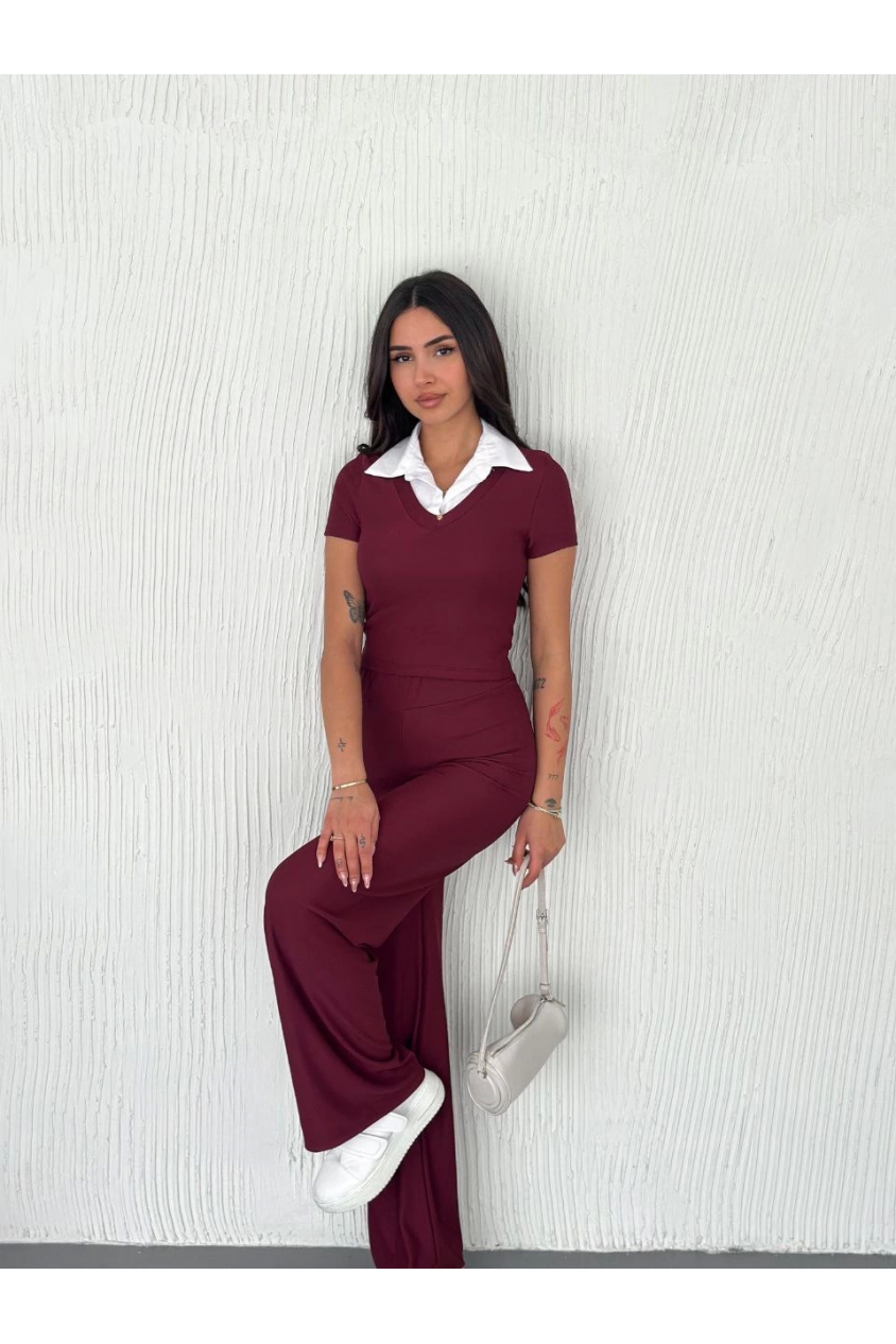 Ottoman kumaş beyaz gömlek yaka takım s4142